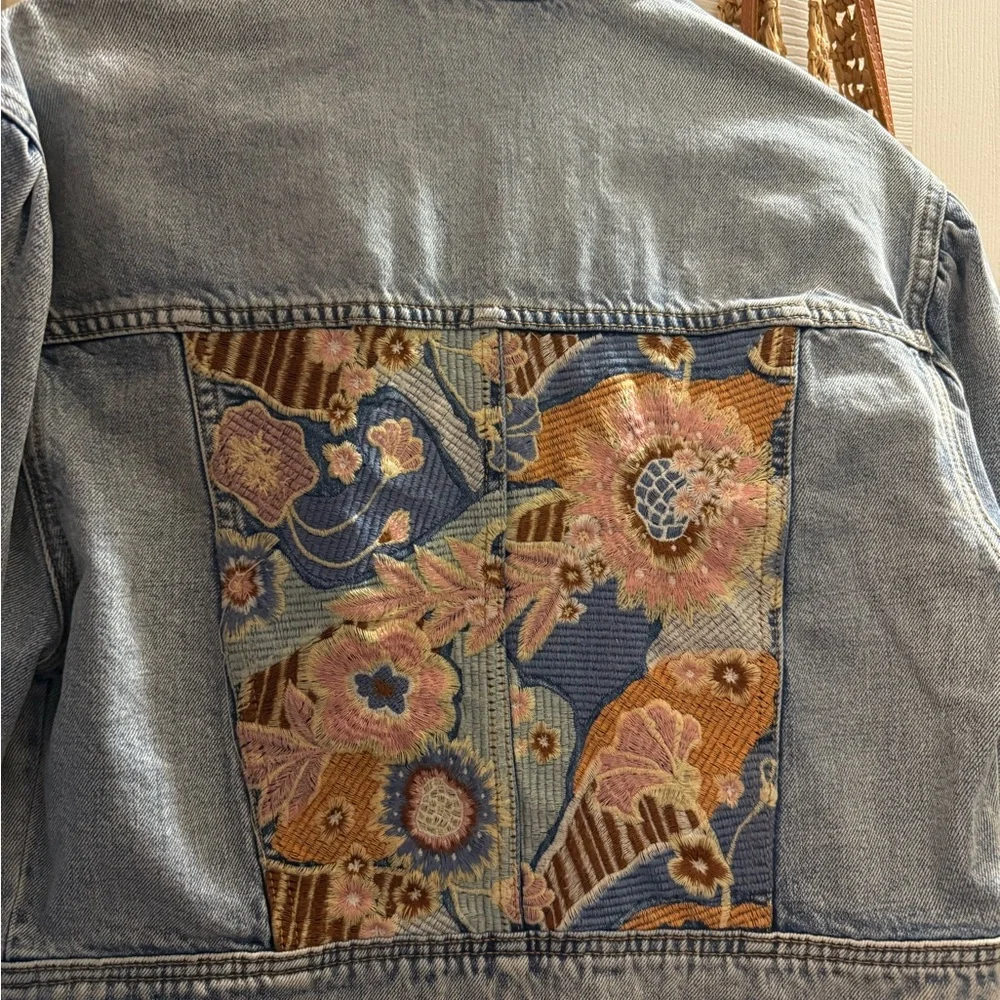DRIFTWOOD Blue Denim Jacket with Floral Embroidery - Picture 8 of 8